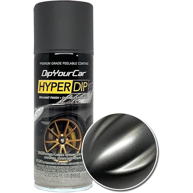 DipYourCar .COM HYPERDIP PAINT - CAN OF SPRAYABLE AUTOMOTIVE DIP COAT - REMOVABLE PEELABLE PAINT PROTECTION FOR CARS - ANTHRACITE GREY SATIN METALLIC COAT SPRAY - Image 1